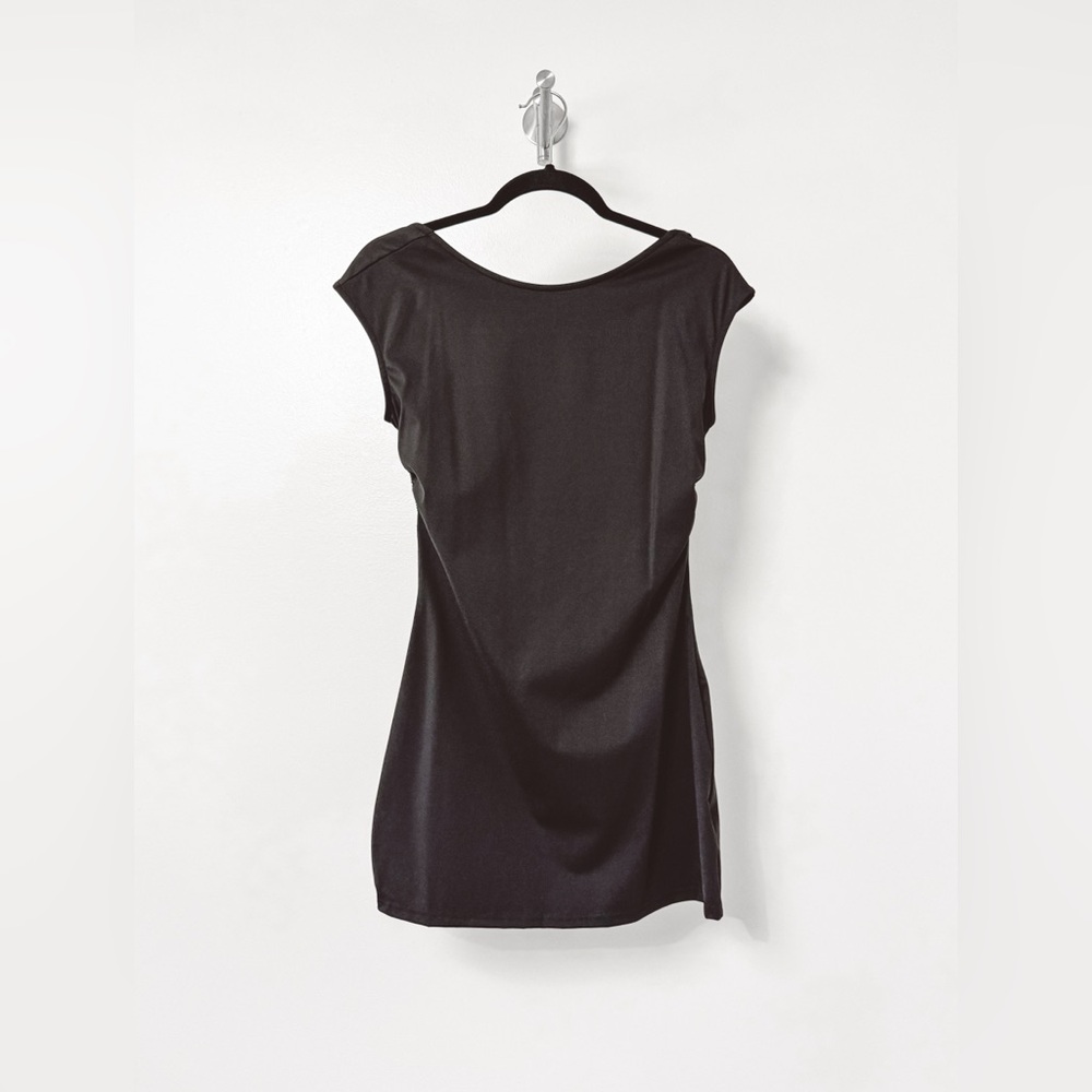Salty Open Back‎ Cap Sleeve Bodycon Stretch Mini Dress Black Large